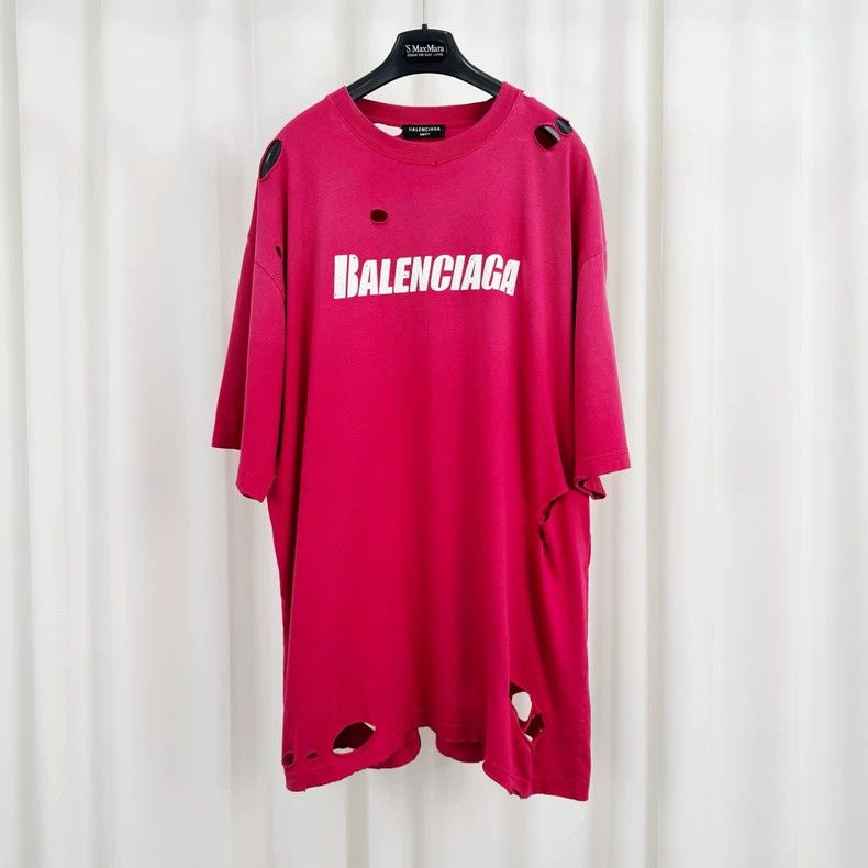 Balenciaga Destroyed Letter Printed Short Sleeve