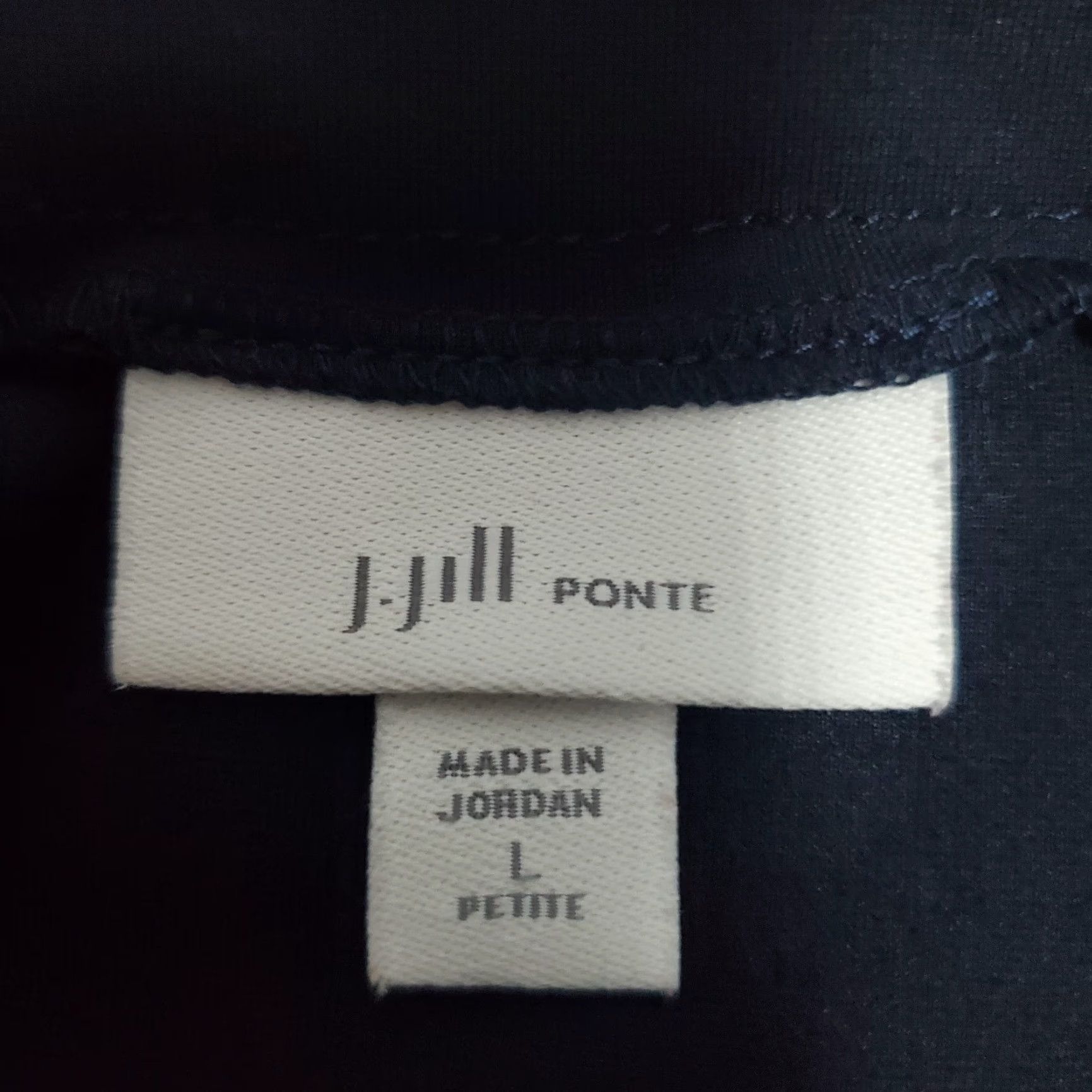 Vintage J Jill Ponte Dress Women Petite L Navy Blue Knit 3/4 Sleeve Ruffle Pockets Office Knee Length Pullover Vintage: No Size L / US 10 / IT 46 - 3 Thumbnail