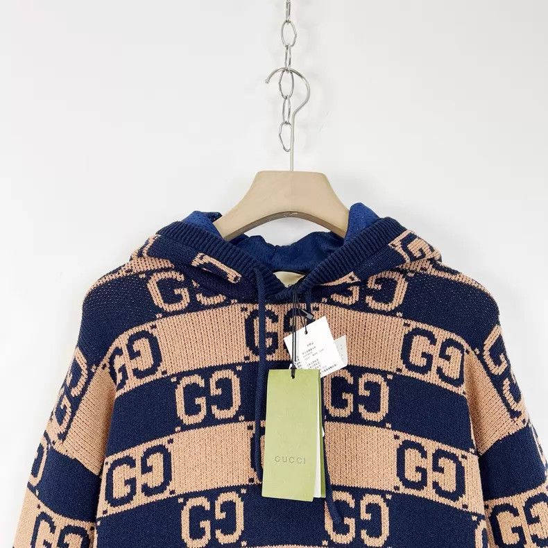 Gucci Gucci Khaki Color Logo jacquard hooded knitwear Size US S / EU 44-46 / 1 - 3 Thumbnail