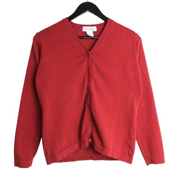 Vintage Vintage Y2K Outline Petite Vibrant Red Button Down Cardigan Size S / US 4 / IT 40 - 1 Thumbnail