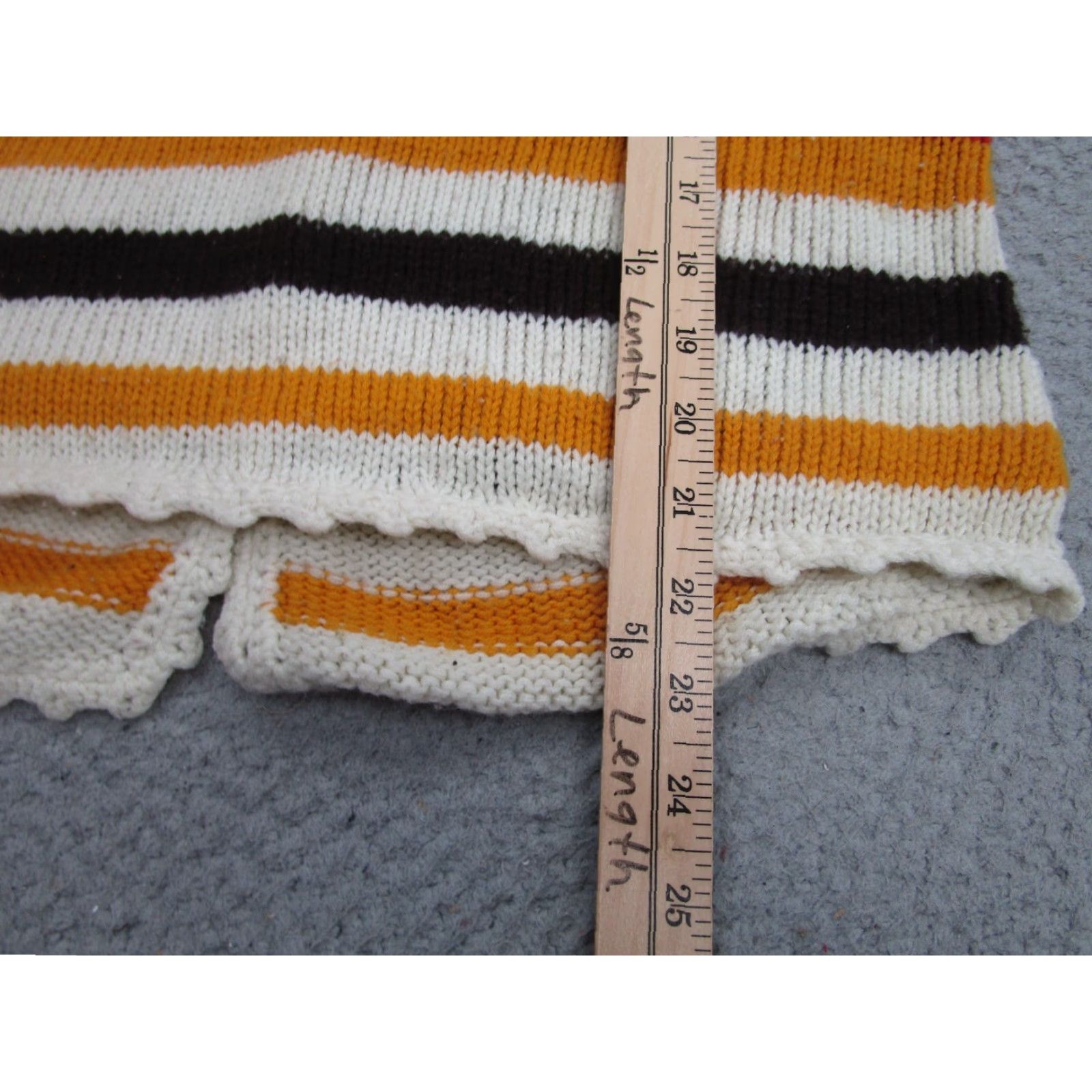Vintage VINTAGE Granny Square Sweater Womens M Hand knit Crochet Boho 70s 80s Hippie Candy Corn Cardigan Knits Crochet Open-Knit V-Neck Sleeveless Orange Size M / US 6-8 / IT 42-44 - 6 Thumbnail