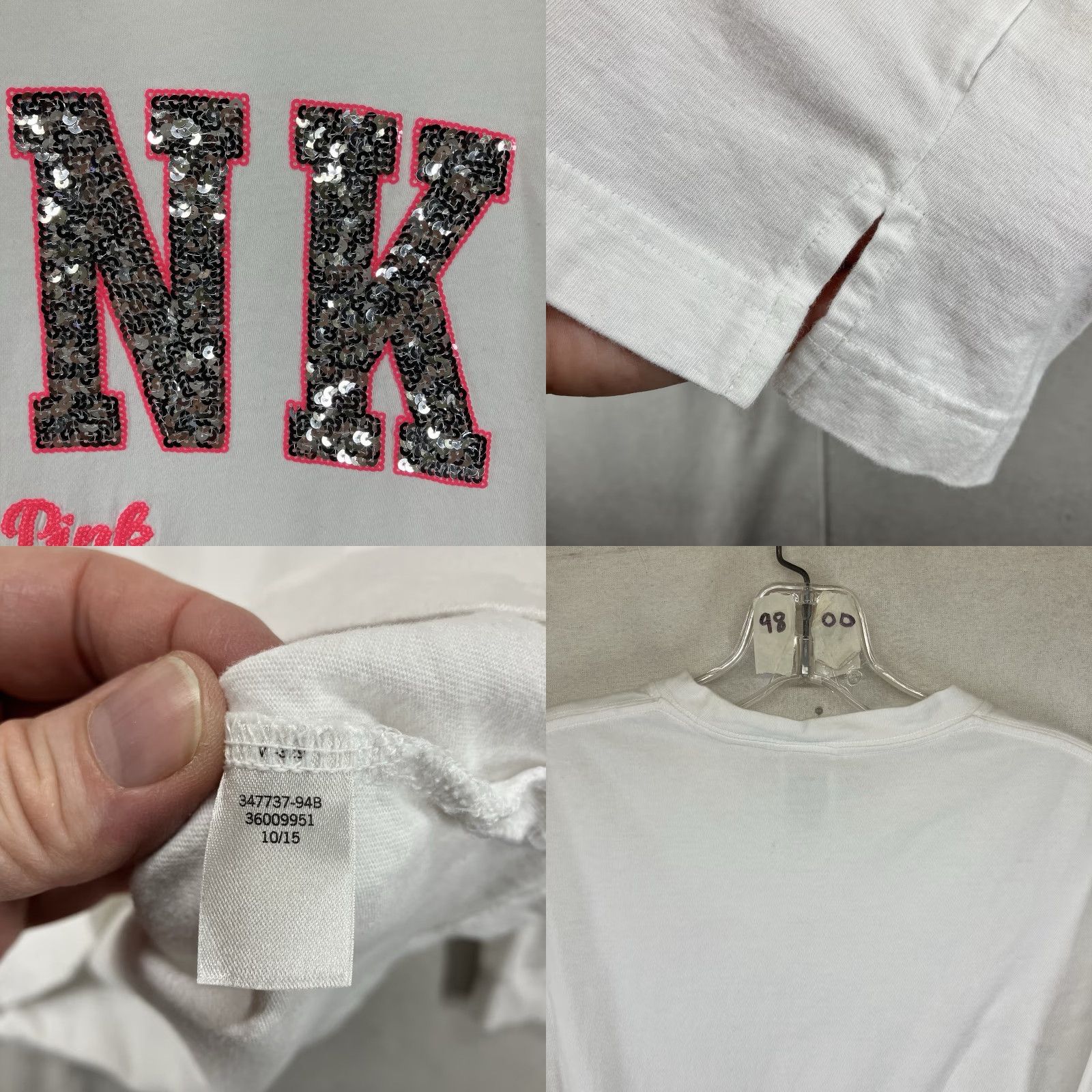 Pinko Pink Women’s Sequin Long Sleeve Shirt Small Bright Pink & Sliver 2015 y2k Cotton Size S / US 4 / IT 40 - 8 Thumbnail