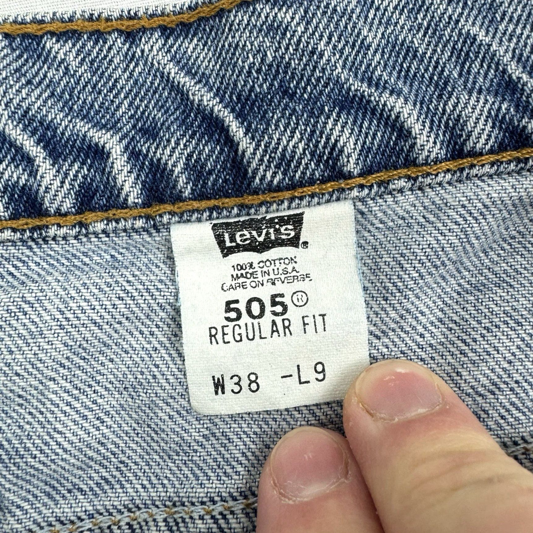 Levi's VINTAGE Levi's 505 Jean Shorts Mens Regular 38 Blue White USA 90s Grunge Punk Hipster Baggy Chino Style Size US 38 / EU 54 - 3 Thumbnail