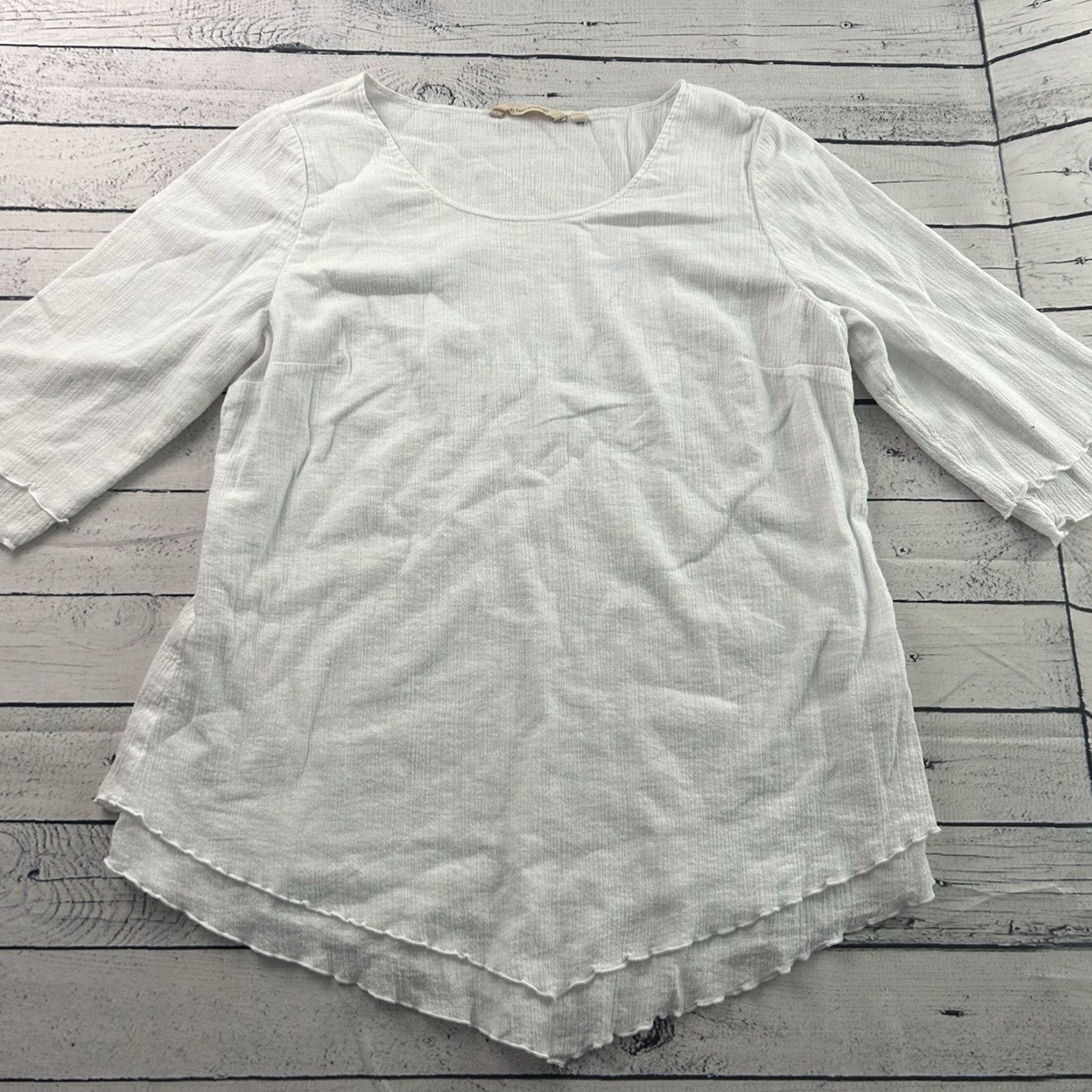 Soft Surroundings Soft Surroundings Tunic Shirt 3/4 Sleeve 100% Cotton White M Women's Medium Size M / US 6-8 / IT 42-44 - 2 Thumbnail