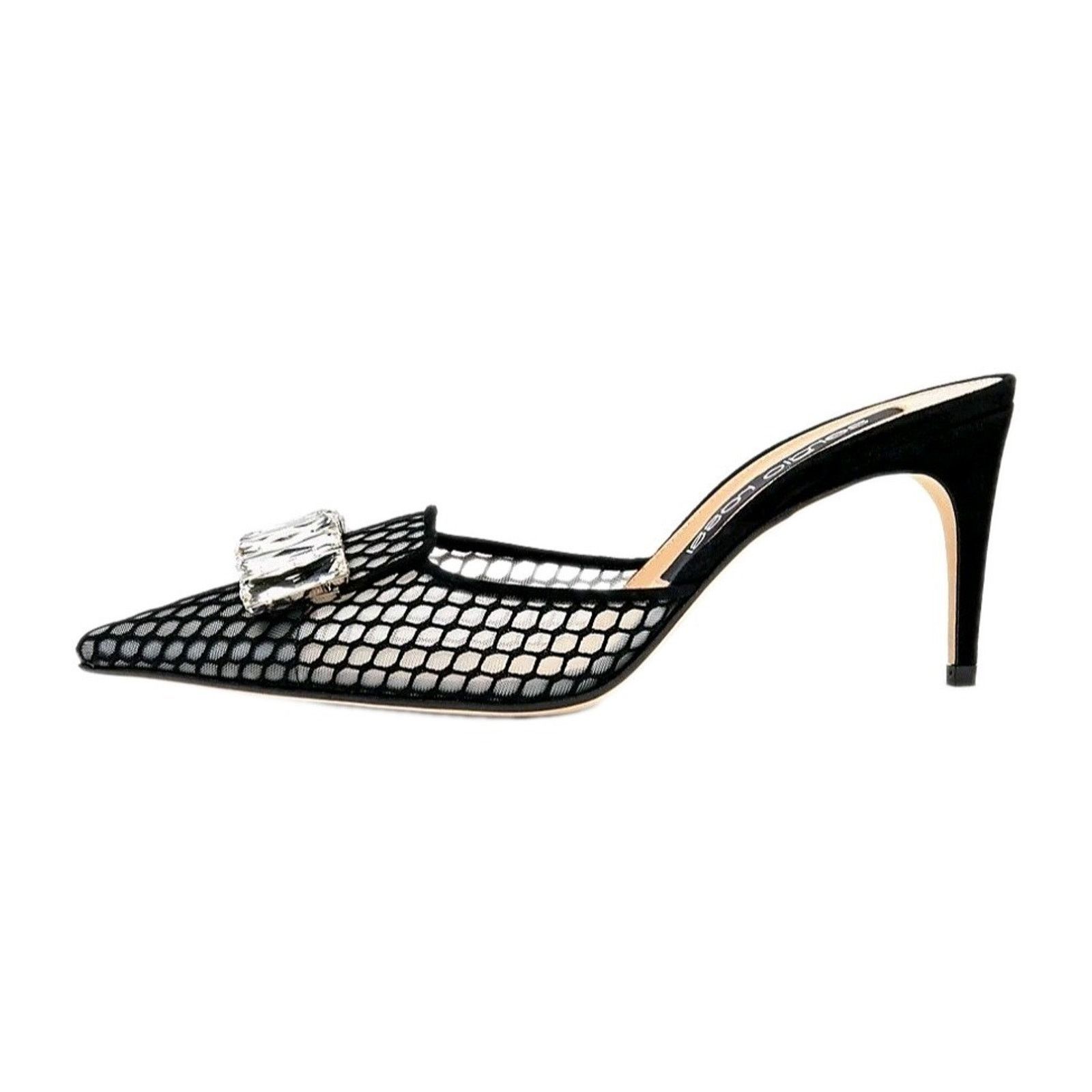 Sergio Rossi SERGIO ROSSI Mule US7 UK4 EU37 Mesh Rhinestone Made in Italy Size US 7 / IT 37 - 2 Thumbnail