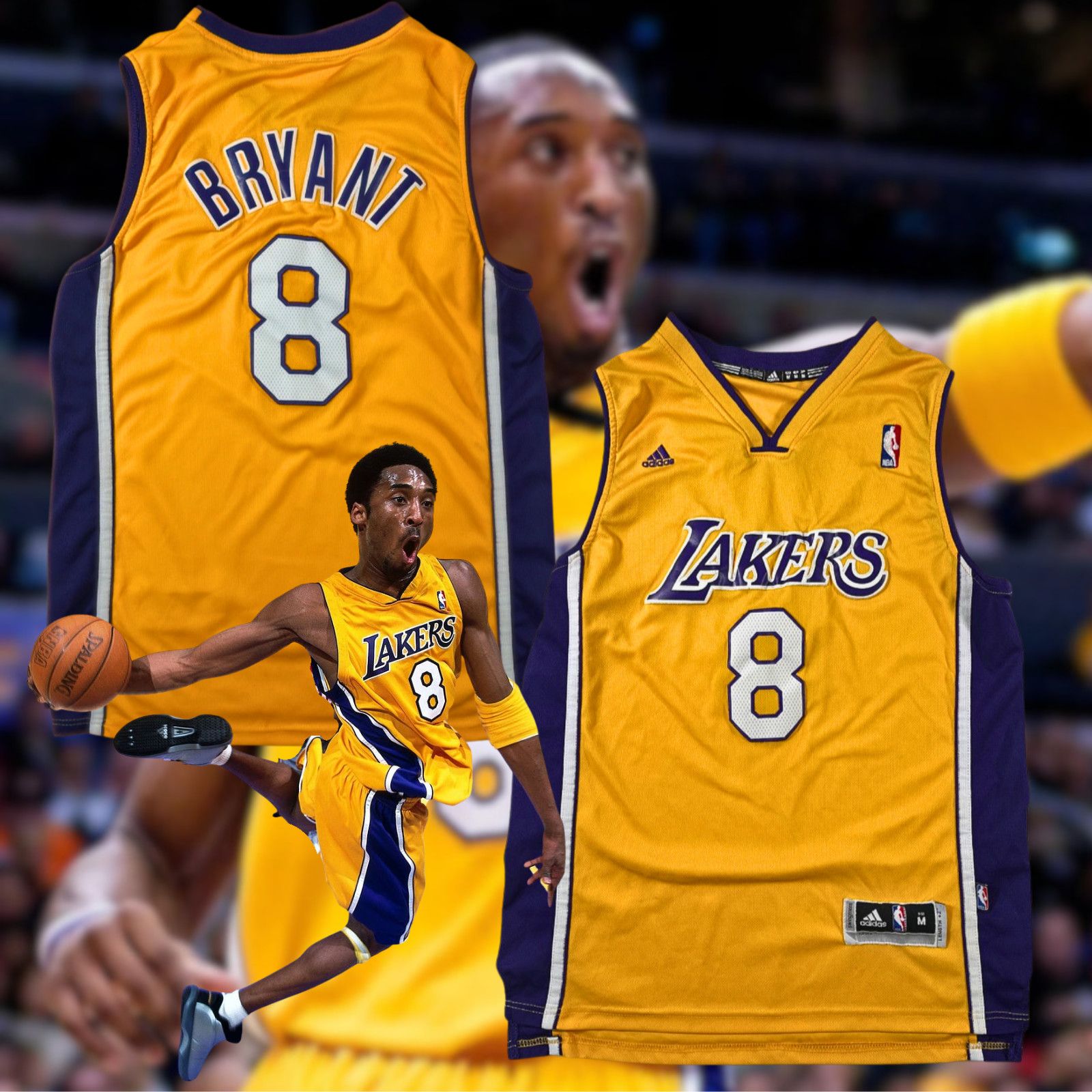 Adidas Kobe Bryant Los Angeles Lakers #8 Adidas NBA Jersey Sz M Size US M / EU 48-50 / 2 - 1 Thumbnail