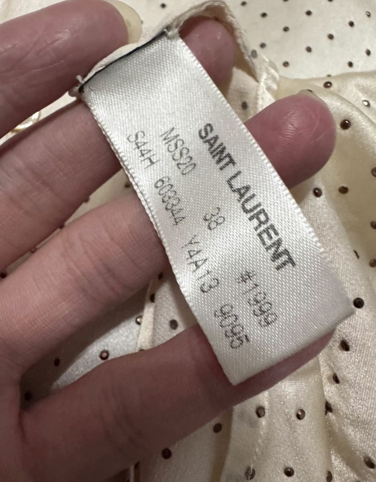 Saint Laurent Paris Saint Laurent 20SS Runway Off-White Silk Full-Studded Shirt Size US XL / EU 56 / 4 - 7 Thumbnail