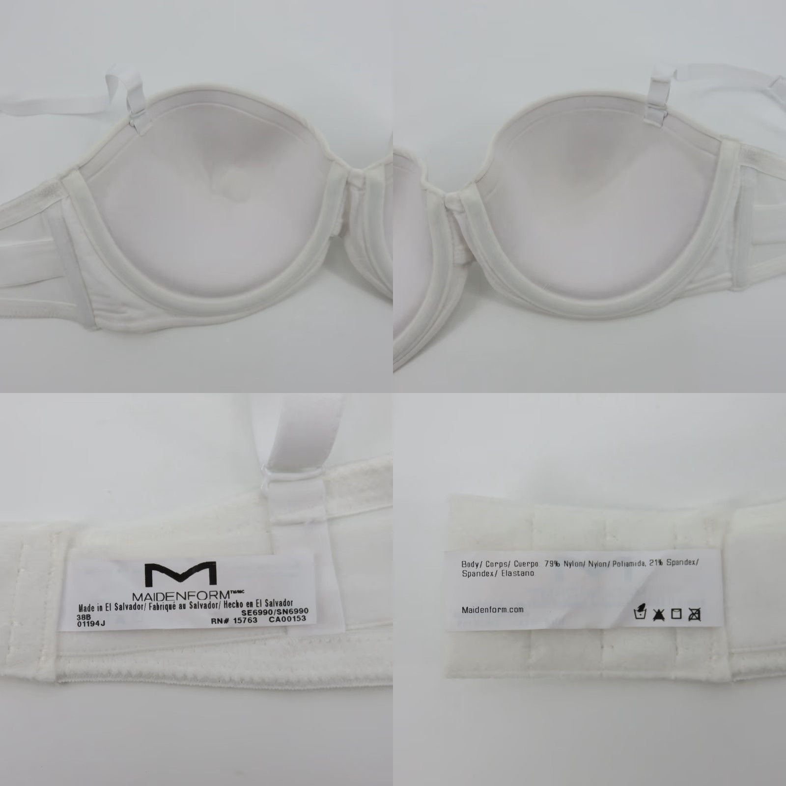 Vintage Maidenform Self Expressions Strapless Lift Bra White 38B Underwire Padded T-Shirt Bra SE6990 Women Size ONE SIZE - 8 Thumbnail