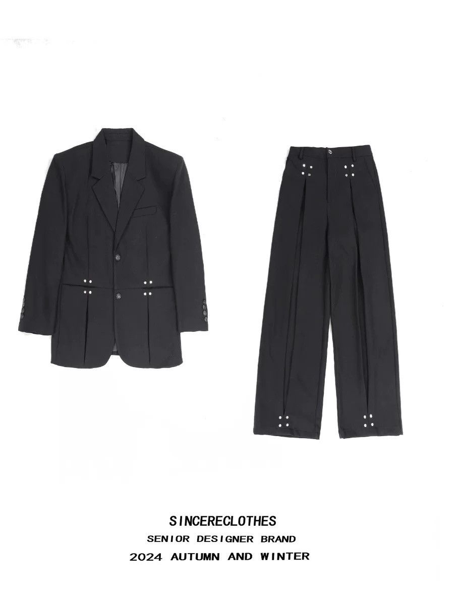 Japanese Brand Japaneses metal decorative blazer suit men's loose Size 38L - 4 Thumbnail
