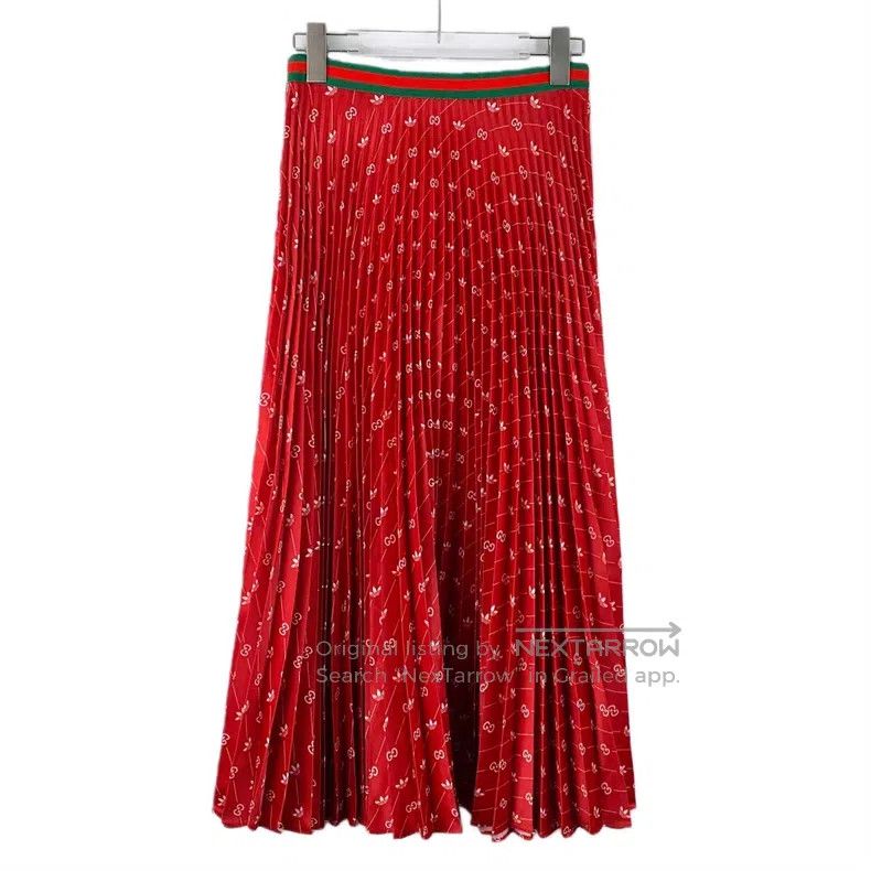Gucci Gucci Red logo cotton pleated half-length skirt Size 25" / US 0 / IT 36 - 2 Thumbnail