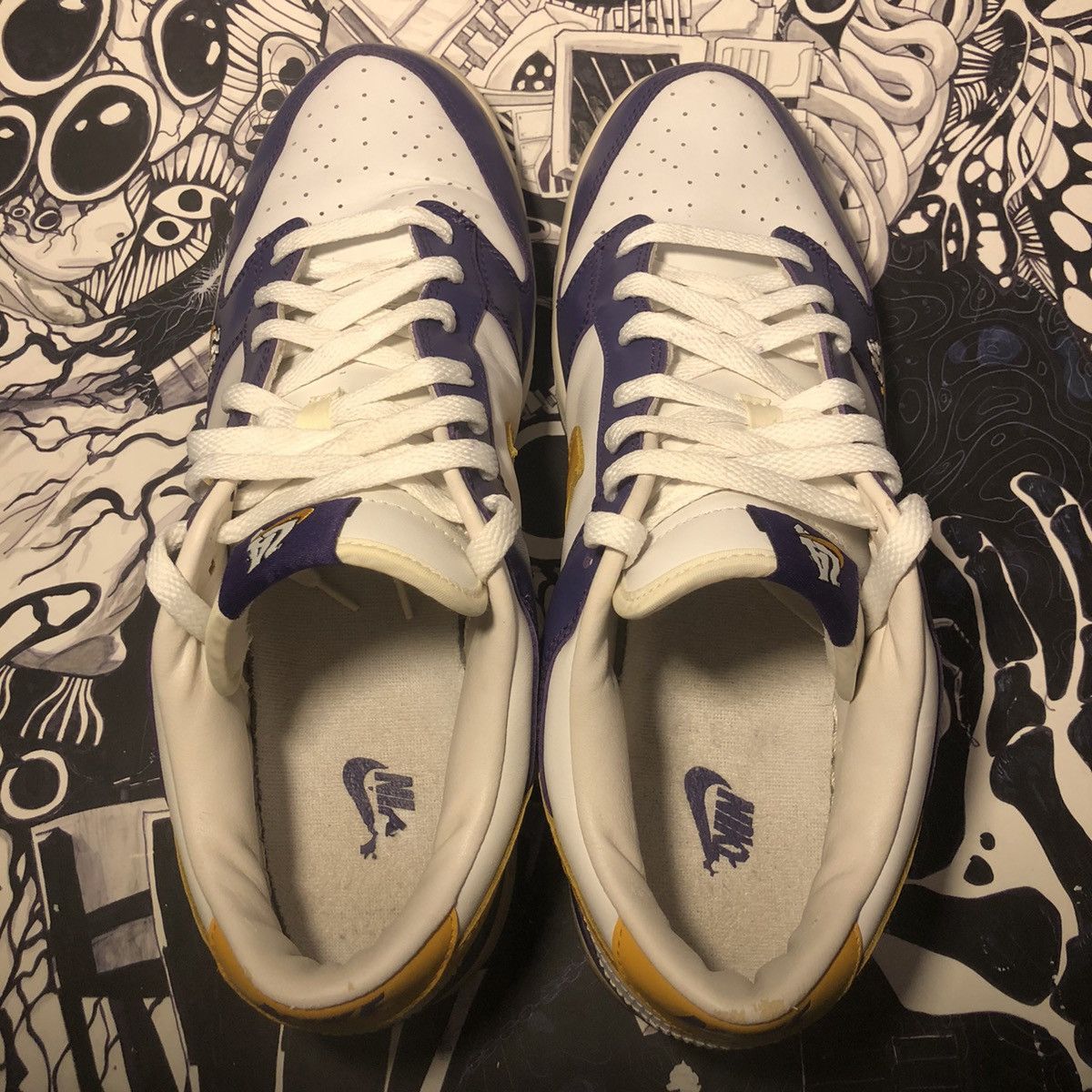 Nike × Vintage RARE 2004 Nike Dunk Low LA Los Angeles Court Purple Kobe Size US 13 / EU 46 - 12 Thumbnail