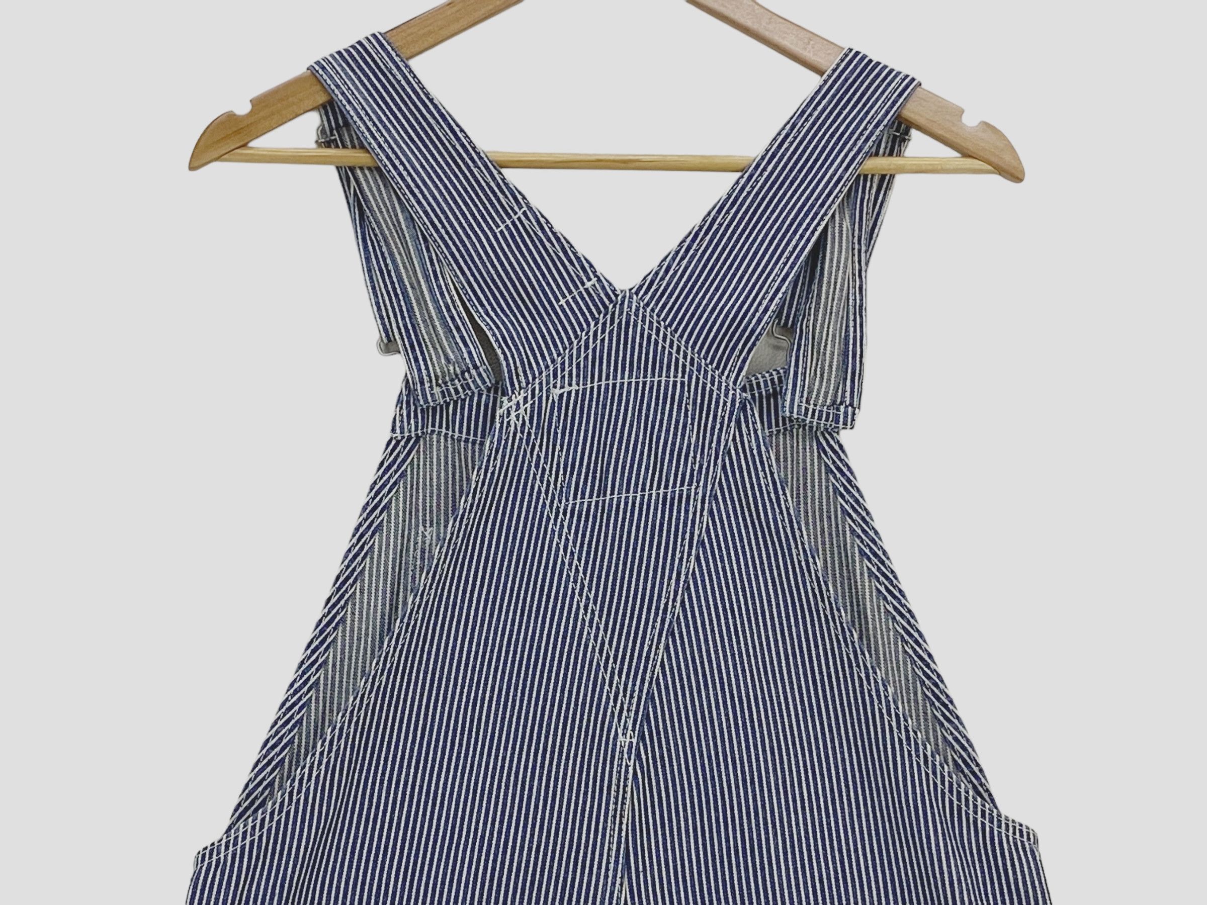 Japanese Brand W Closet Denim Bib Overalls Hickory Workwear Size US 35 - 6 Thumbnail