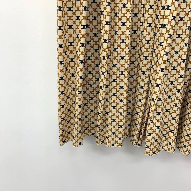 Celine Celine Brown Printed Silk Collared Dress XS Size 22" - 5 Thumbnail
