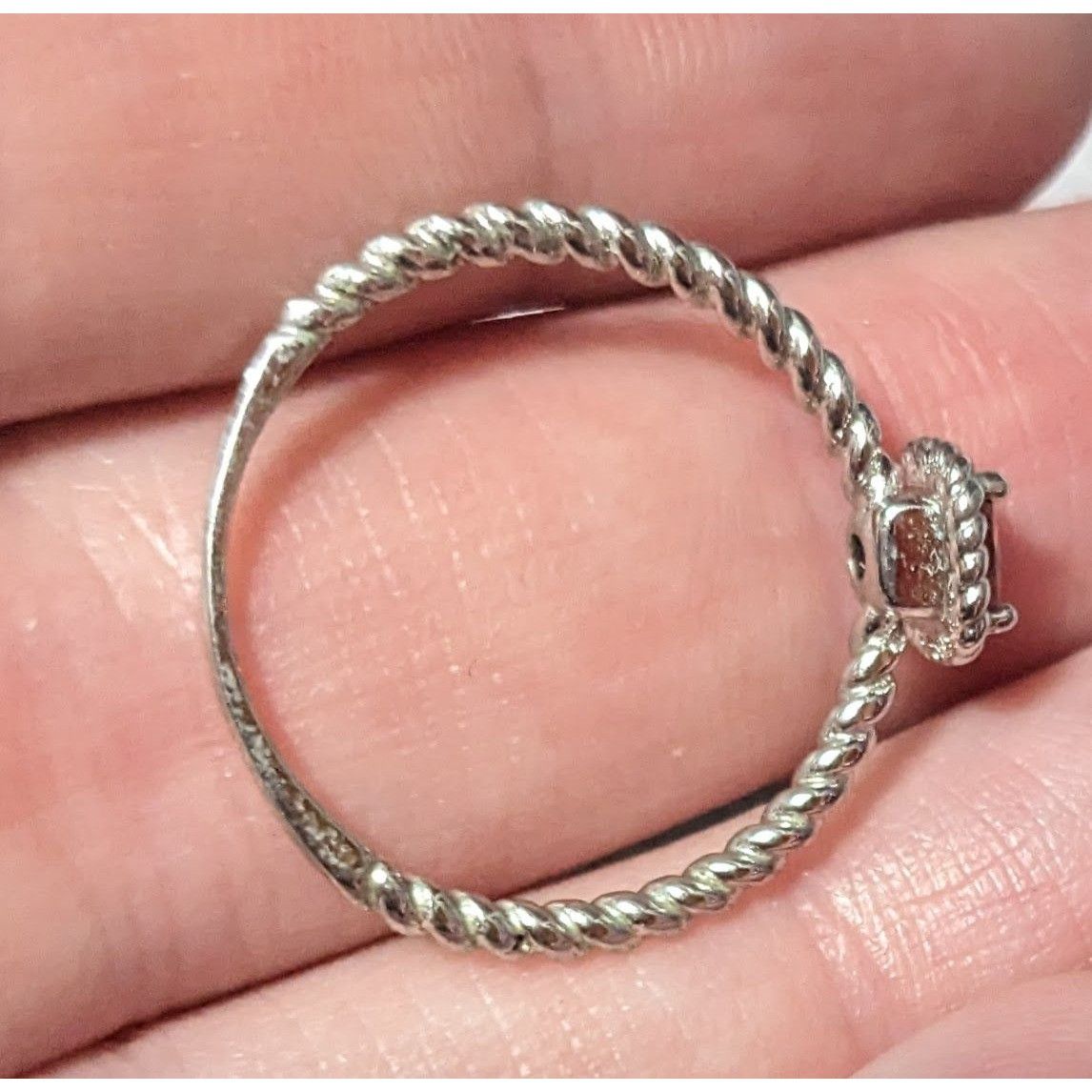 Other Dainty Coquette Silver Tone Ring With Pastel Pink Gem Signed Size ONE SIZE - 13 Thumbnail