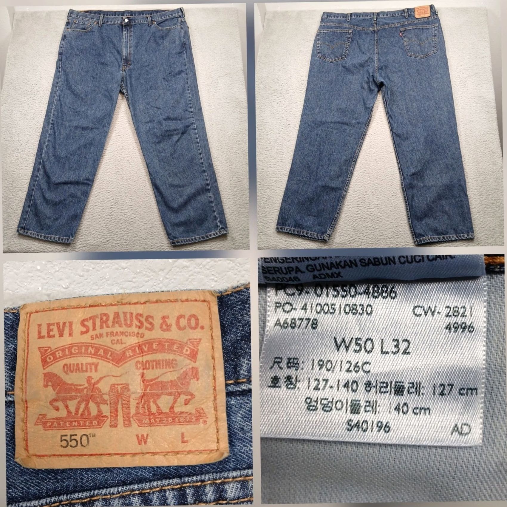Levi's Levi's 550 Relaxed Fit Jeans Mens 50x32 Big & Tall Denim EUC Blue Medium Wash 5-Pocket Size US 34 / EU 50 - 2 Thumbnail