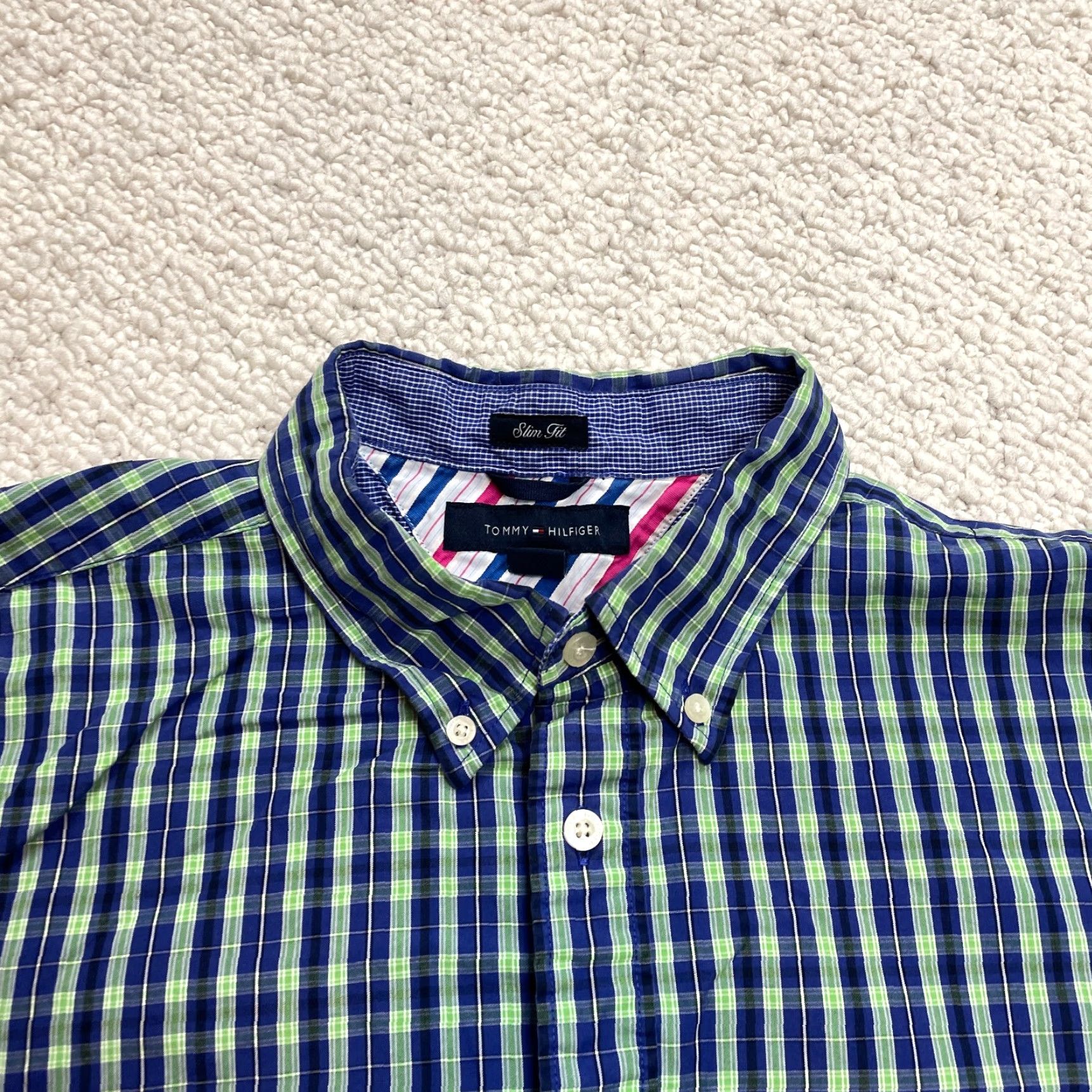 Tommy Hilfiger Tommy Hilfiger Button Down Shirt Mens Large Blue Plaid Slim Fit Long Sleeve Top Size US L / EU 52-54 / 3 - 3 Thumbnail