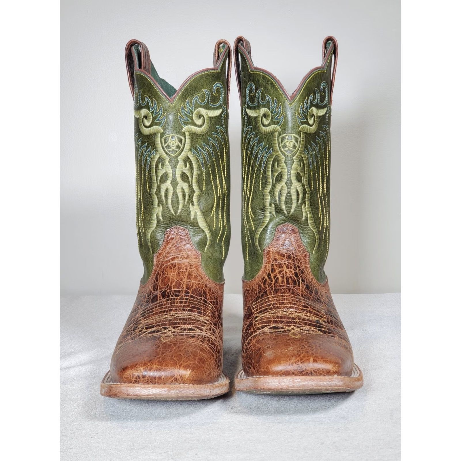 Ariat Ariat Mesteno Broad Square Toe Western Boots Men US 8.5 EE Adobe Clay / Lime Green Brown Leather Square Toe Boots Mens Western Shoes Boots Size US 9 / EU 42 - 6 Thumbnail