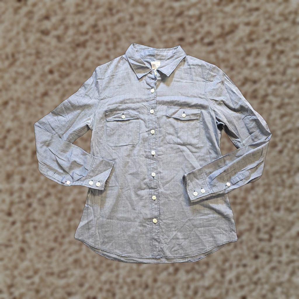 J.Crew J.CREW Top Women S Gray Perfect Shirt Lightweight Casual Size S / US 4 / IT 40 - 1 Thumbnail
