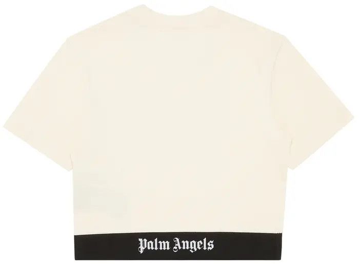 Palm Angels o1y1225 Logo Crop Top in Ivory/Black Size S / US 4 / IT 40 - 2 Thumbnail