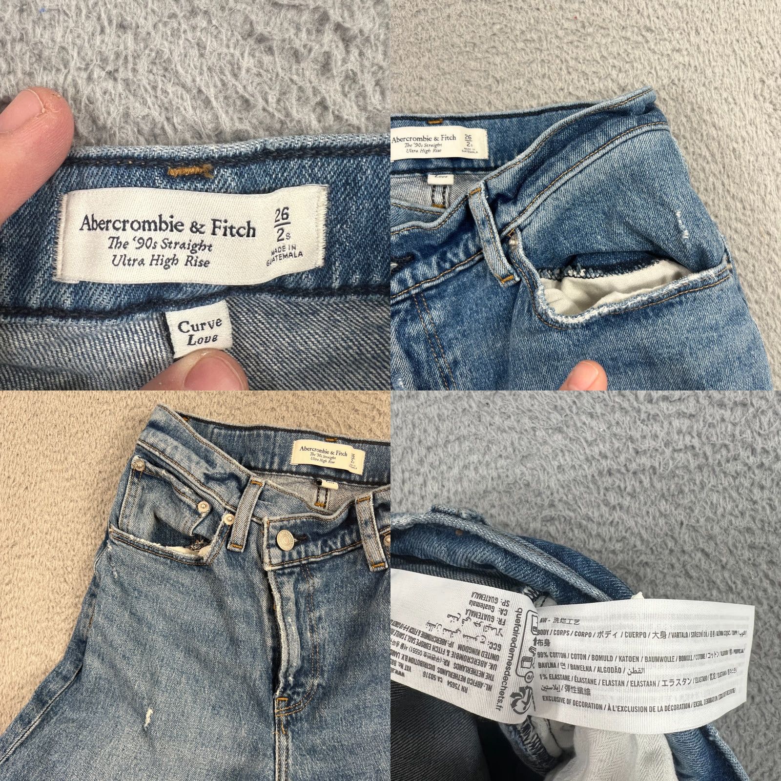 Abercrombie & Fitch VINTAGE Abercrombie & Fitch Jeans Womens 26 Regular 90s Distressed Ultra High Rise Straight Blue Denim 90s Womens Size 26" / US 2 / IT 38 - 8 Thumbnail