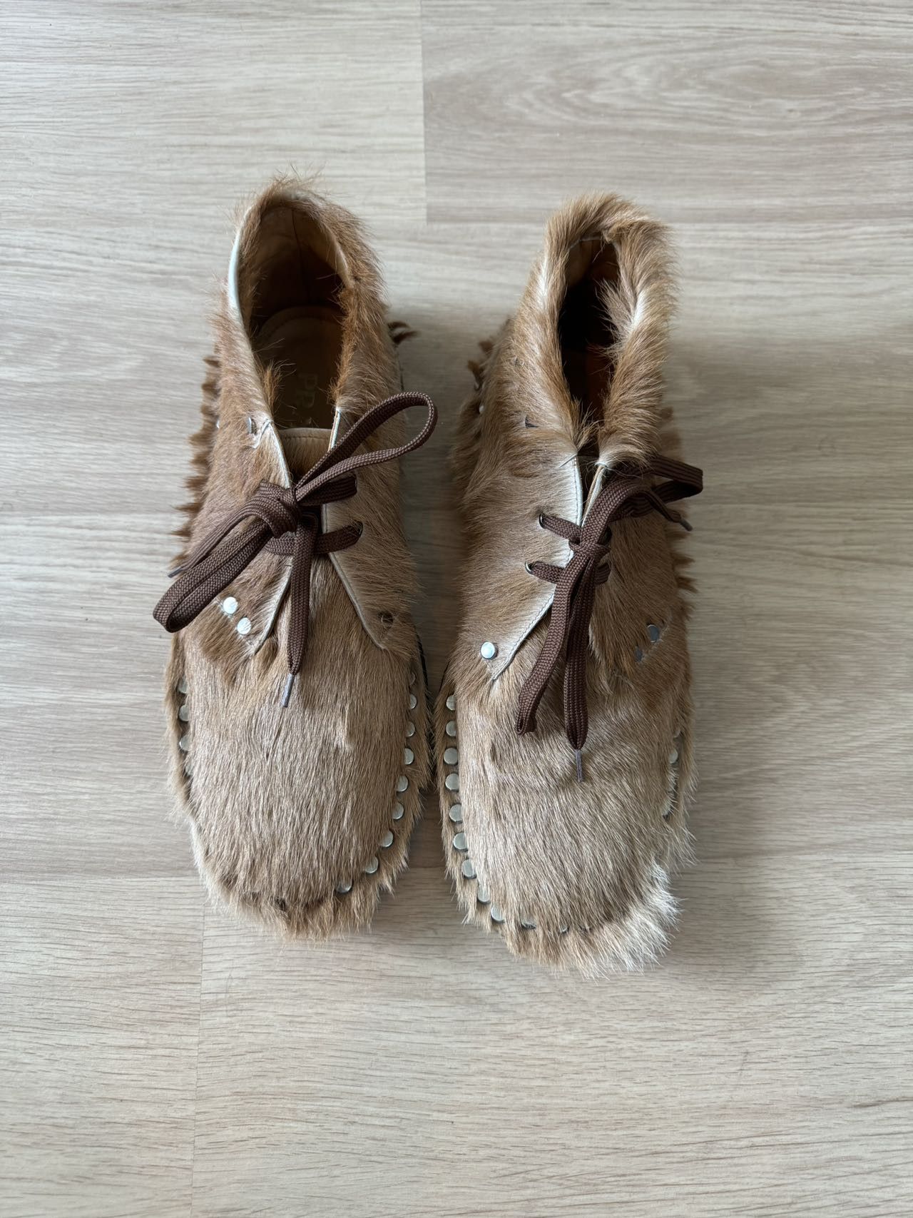 Prada Prada Pony Fur Lace-up Shoes Beige Size US 11 / EU 44 - 5 Thumbnail