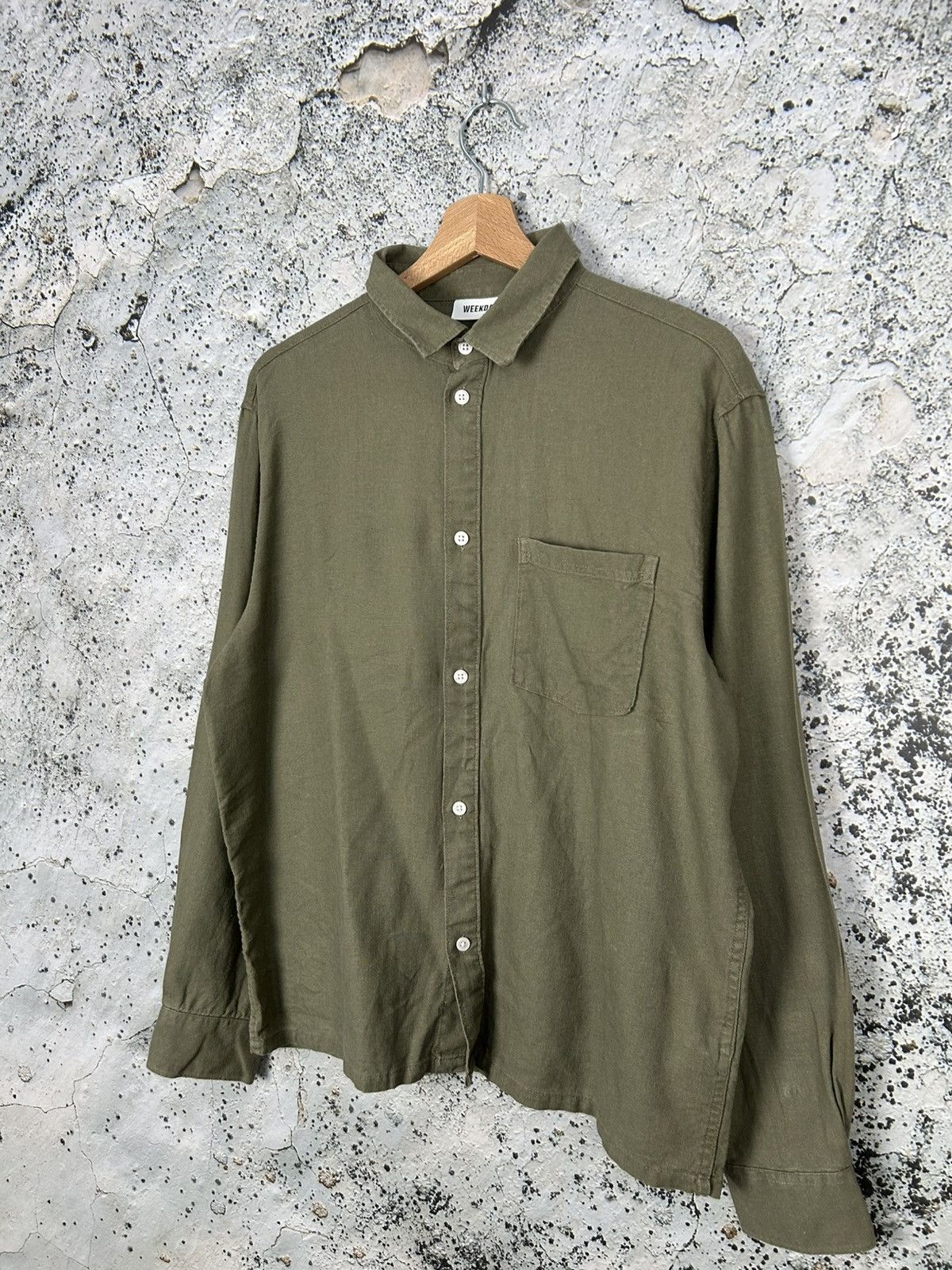 Weekday Weekday Khaki Linen Shirt Outdoor Streetwear Basic Size US M / EU 48-50 / 2 - 2 Thumbnail