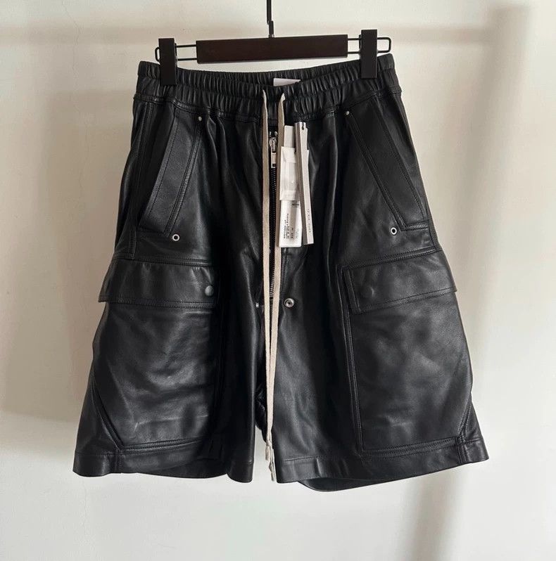 Rick Owens Rick Owens Leather Cargo Pocket Shorts-2506 Size US 44 / EU 60 - 1 Thumbnail