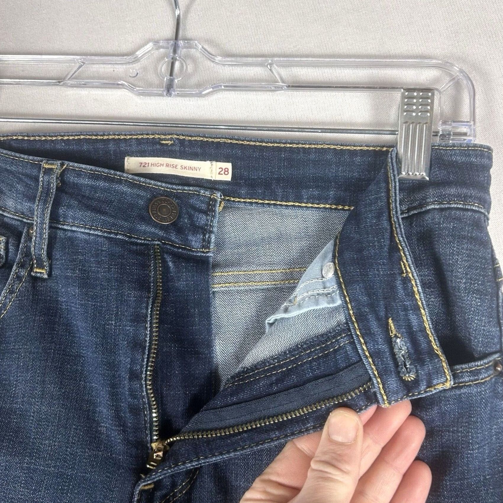 Levi's Levi’s 721 High Rise Skinny Jeans Womens 28 Blue Denim Casual 30" Inseam Size 28" / US 6 / IT 42 - 4 Thumbnail