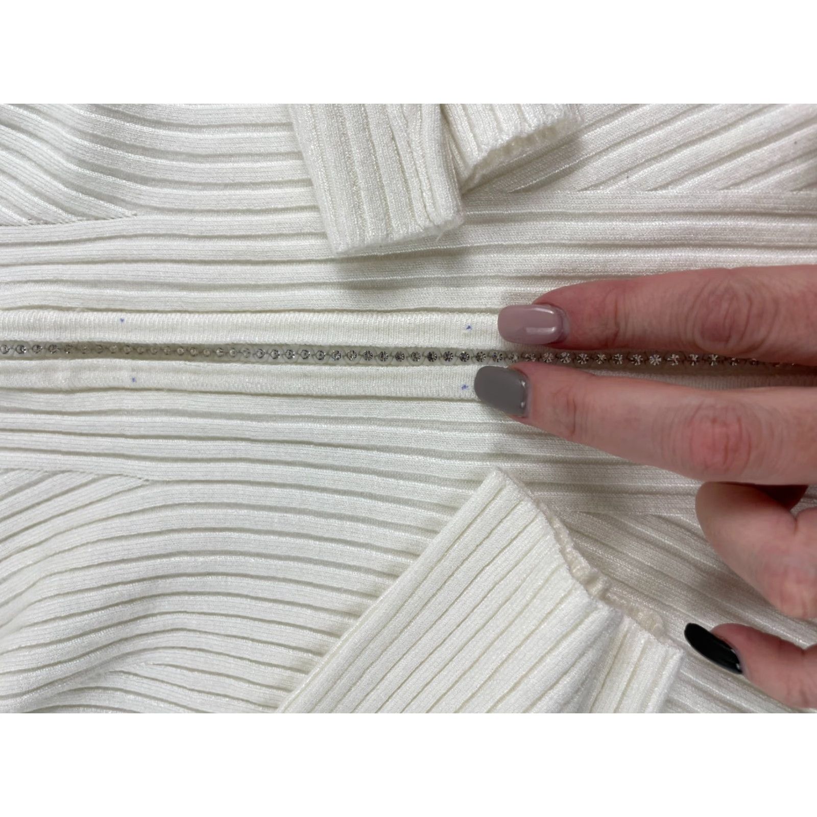 Vintage Belldini Sweater Women's Plus Size 1X Cream Full Zip Ribbed NWD Modern Fall Winter 1X Ivory Womens Size XL / US 12-14 / IT 48-50 - 7 Thumbnail