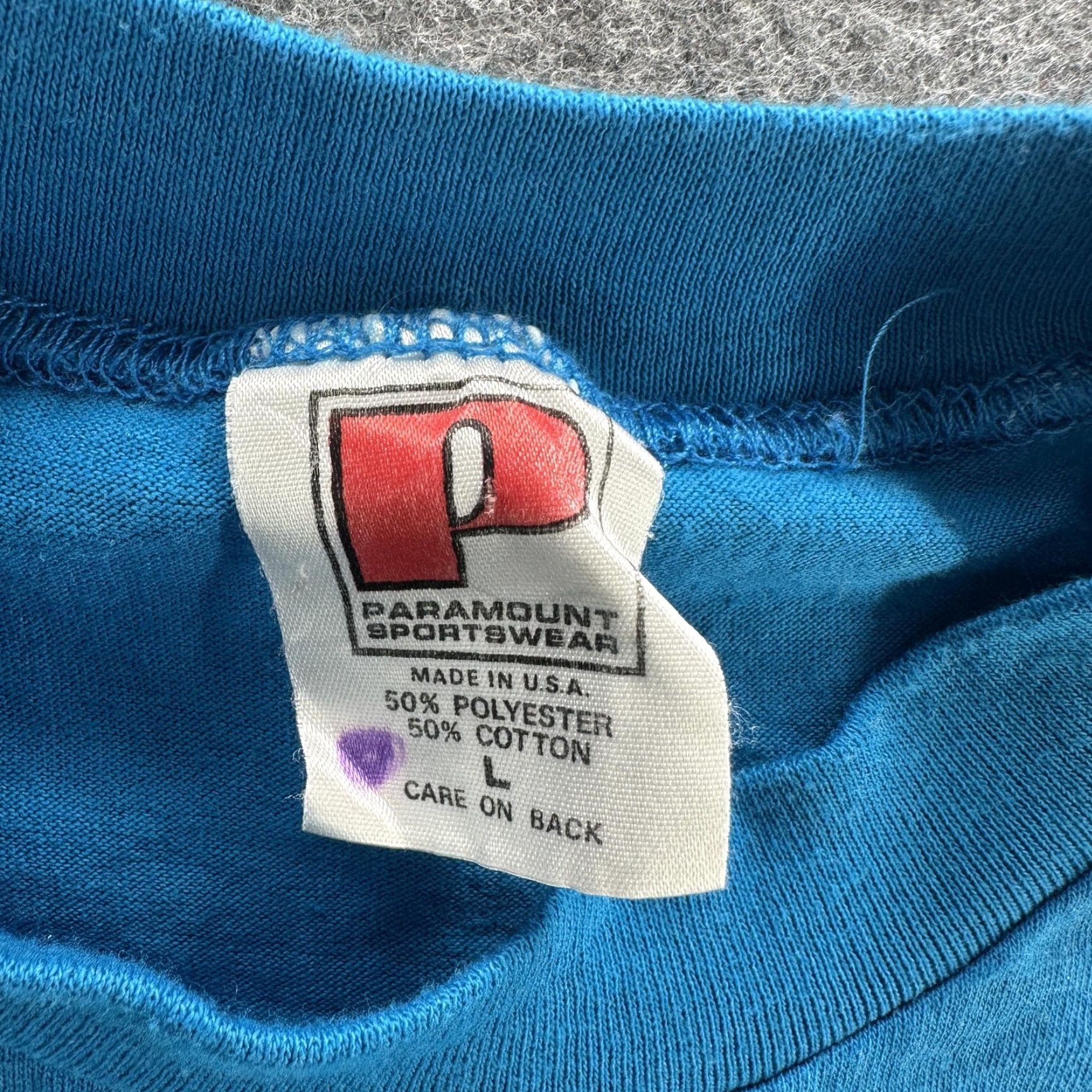 Vintage VINTAGE Paramount Sportswear Shirt Mens L Blue Blank Single Stitch Made USA 80s Size US L / EU 52-54 / 3 - 6 Thumbnail