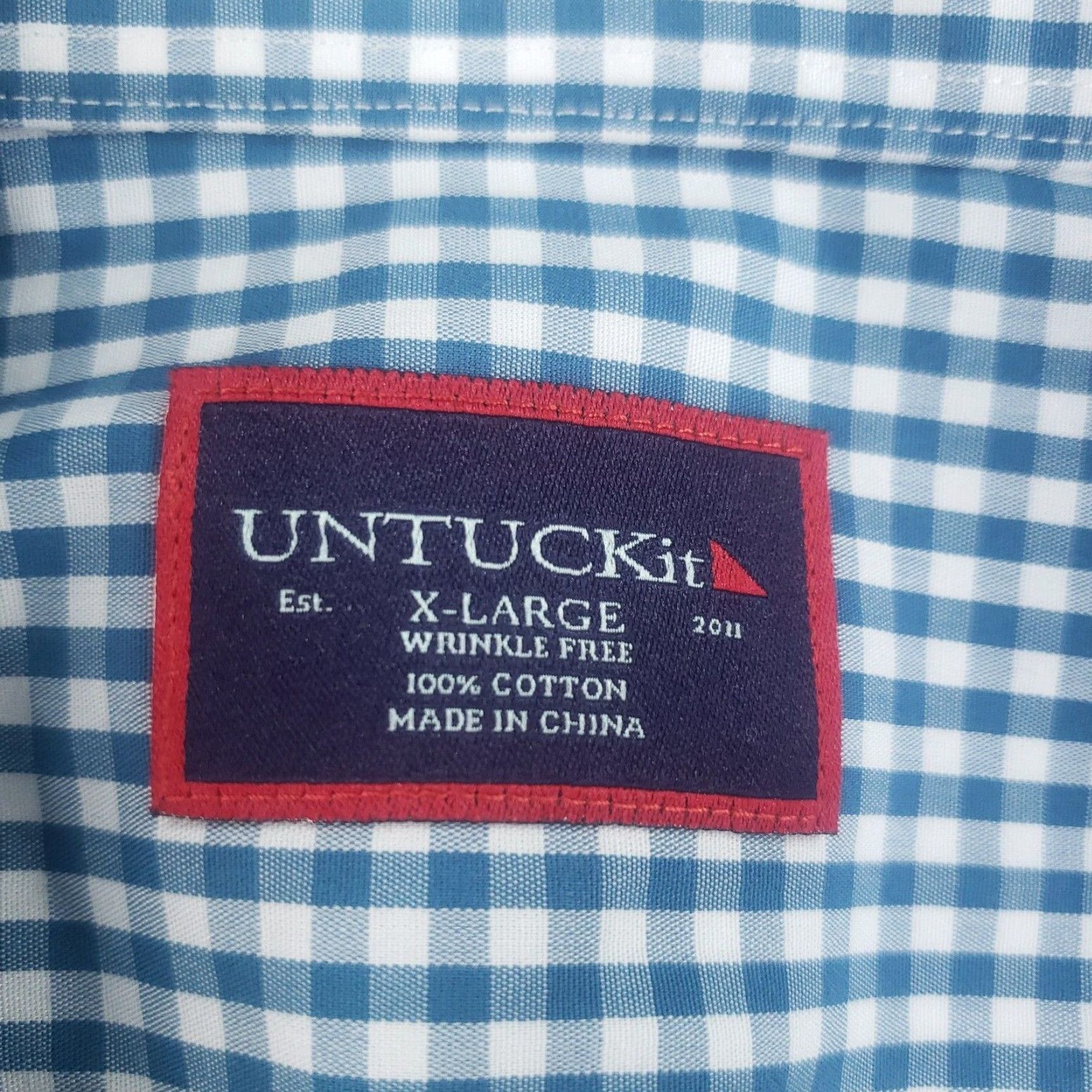 UNTUCKit UNTUCKit Plaid Button-Up Shirt Mens XL Blue Long Sleeve Wrinkle-Free Casual Size US XL / EU 56 / 4 - 5 Thumbnail