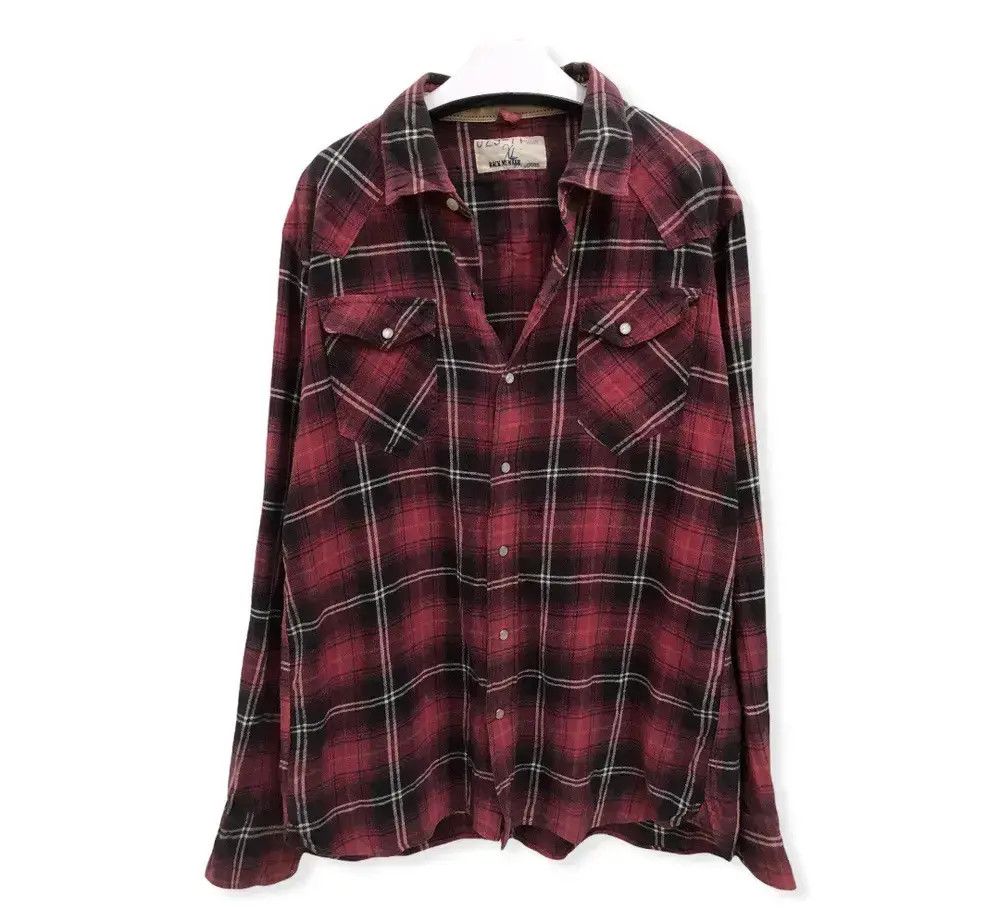 Japanese Brand Japanese Brand Back Number Plaid Tartan Flannel Shirt 👕 Size US L / EU 52-54 / 3 - 1 Thumbnail