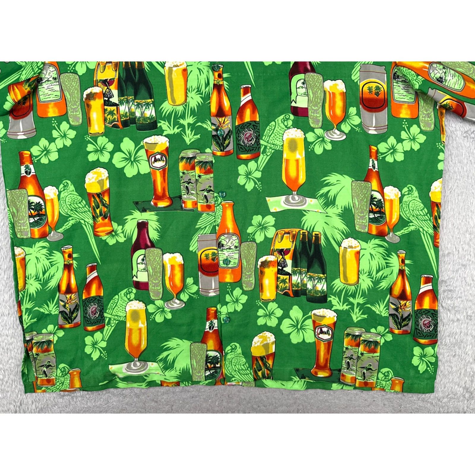 Vintage VINTAGE King Kameha Shirt Men 5XL XXXXXL Green Floral Beer Bottles Macaw Hawaiian Poly Size US XXL / EU 58 / 5 - 5 Thumbnail
