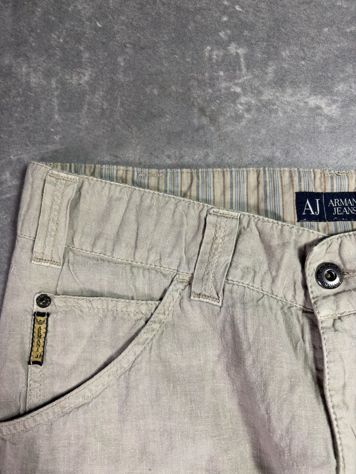 Armani 00s Armani Jeans Linen Flared Wide Leg Assymetrical Pants 32 Size US 32 / EU 48 - 8 Thumbnail
