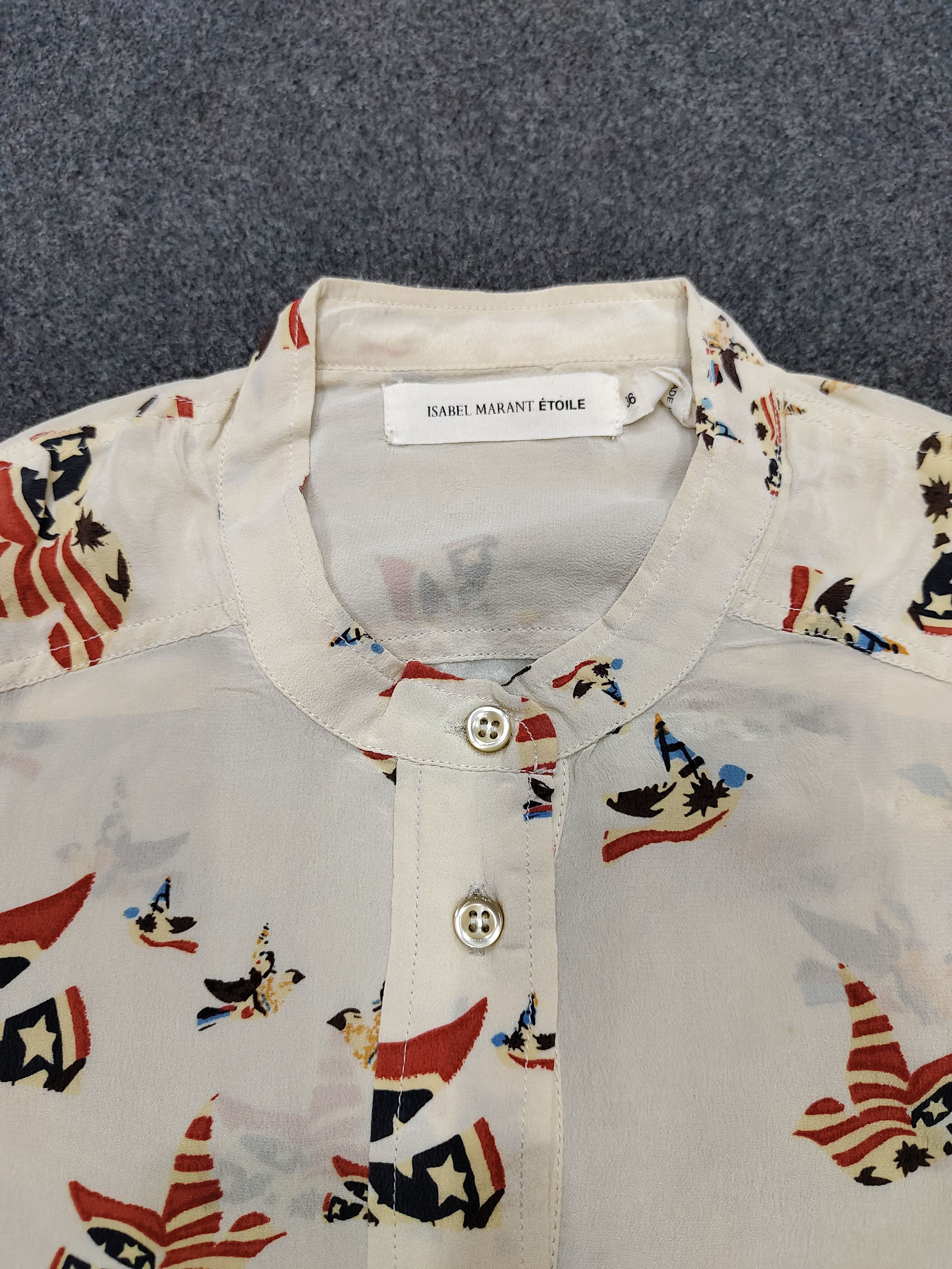 Isabel Marant Isabel Marant Étoile- Silk Folk Graphic Printed Blouse Size S / US 4 / IT 40 - 8 Thumbnail