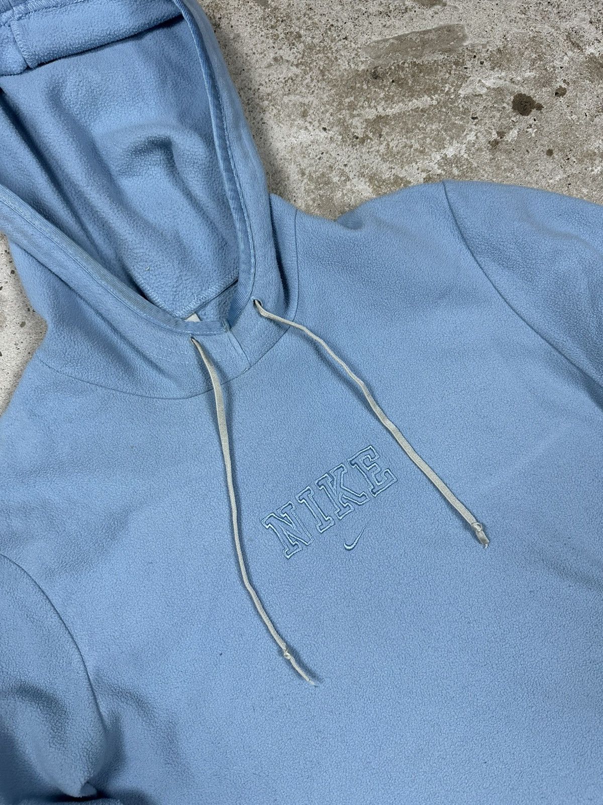 Nike × Vintage Vintage Y2K Nike Baby Blue Center Swoosh Fleece Hoodie Size US S / EU 44-46 / 1 - 6 Thumbnail