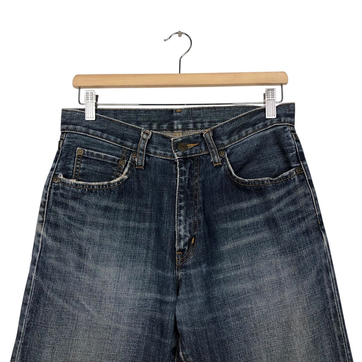 Japanese Brand Ring Denim Dark Wash Straight Leg Jeans Faded Size US 30 / EU 46 - 4 Thumbnail