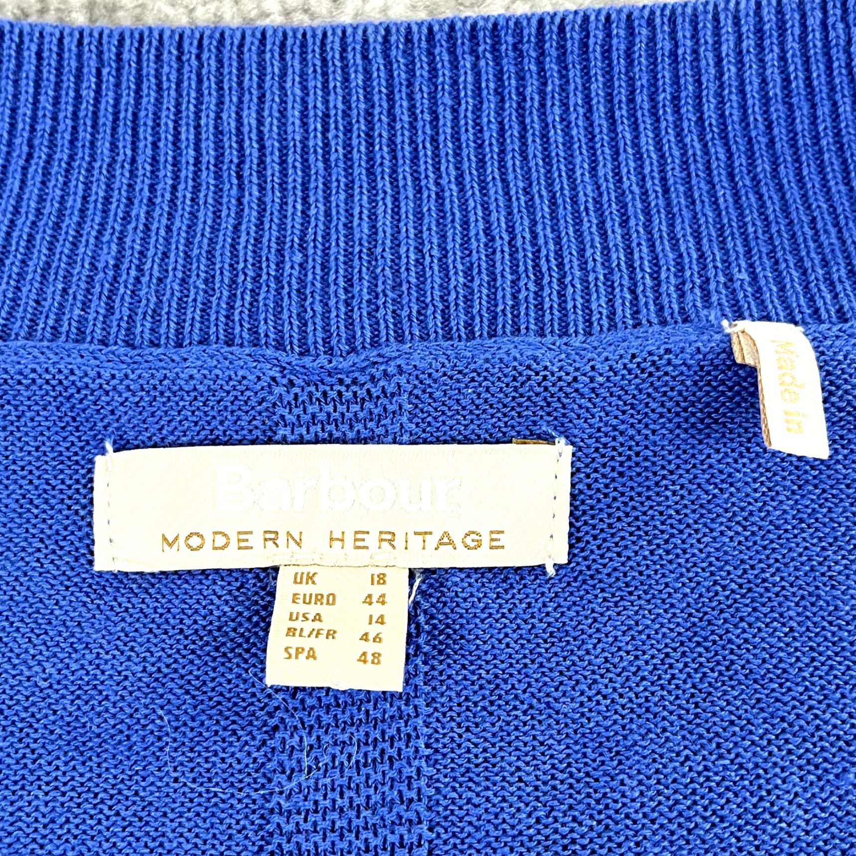 Barbour BARBOUR Sweater Womens Regular Knit Bathgate Linen Blend V-Neck Bluebell 14 Long Sleeve Pullover Casual Womens Size XL / US 12-14 / IT 48-50 - 2 Thumbnail