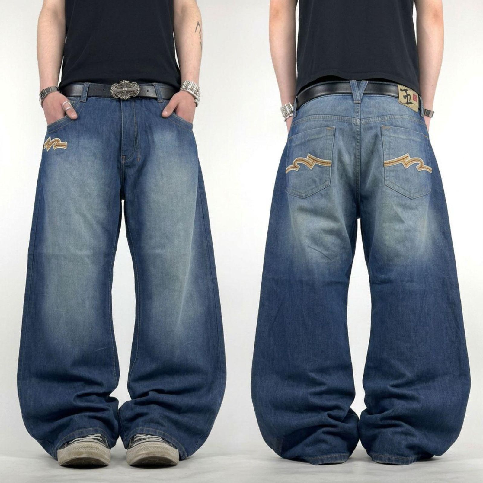 Ecko Unltd. × JNCO × Vintage Vintage y2k baggy wide leg embroidered faded archive jeans Size US 40 / EU 56 - 1 Thumbnail