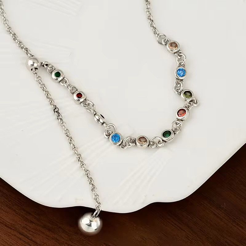 Other Trendy Elegant Multicolor Zircons Ball Pendant Necklace Size ONE SIZE - 1 Thumbnail
