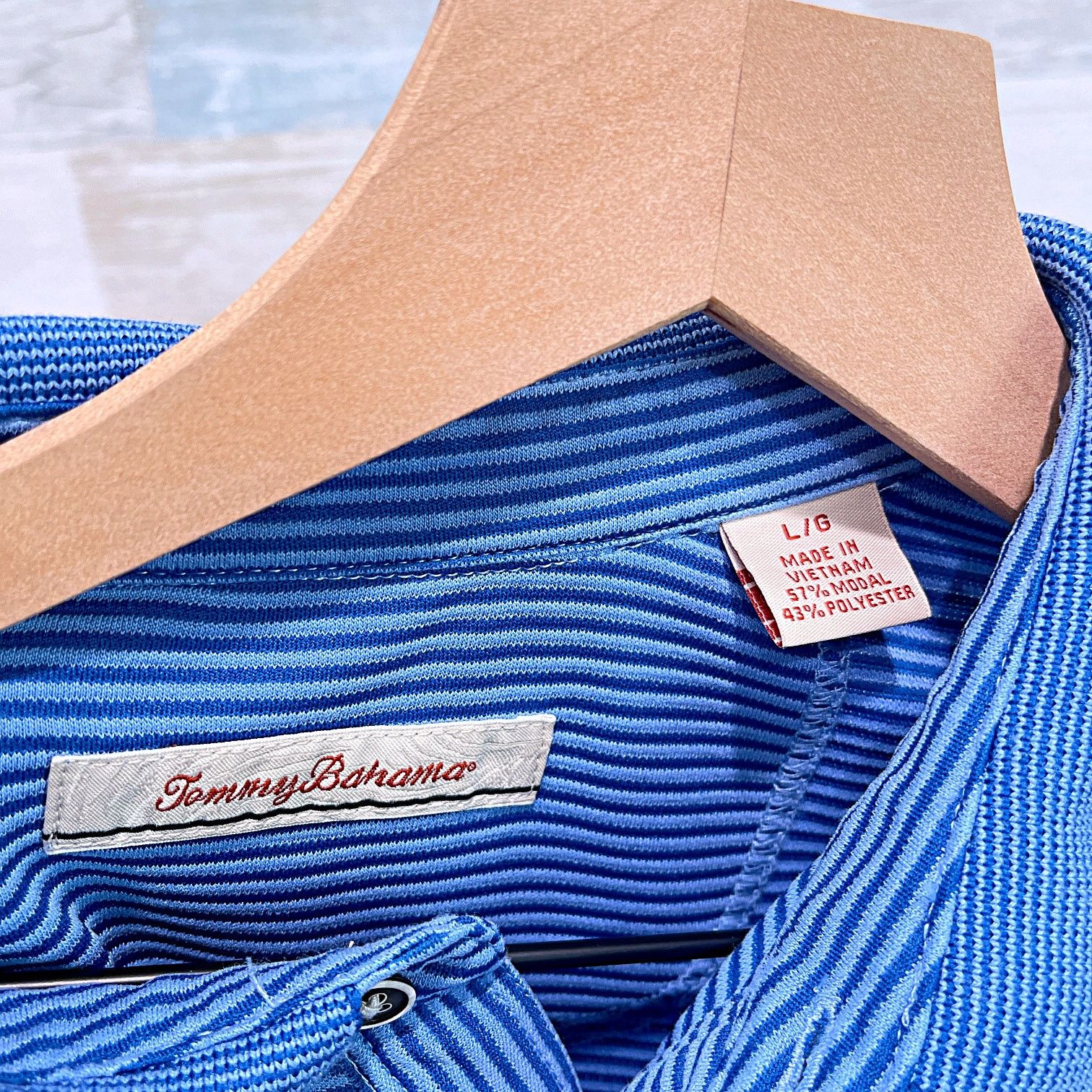 Tommy Bahama Tommy Bahama Soft Touch Polo Shirt Blue Stripe Modal Stretch Size US L / EU 52-54 / 3 - 5 Thumbnail