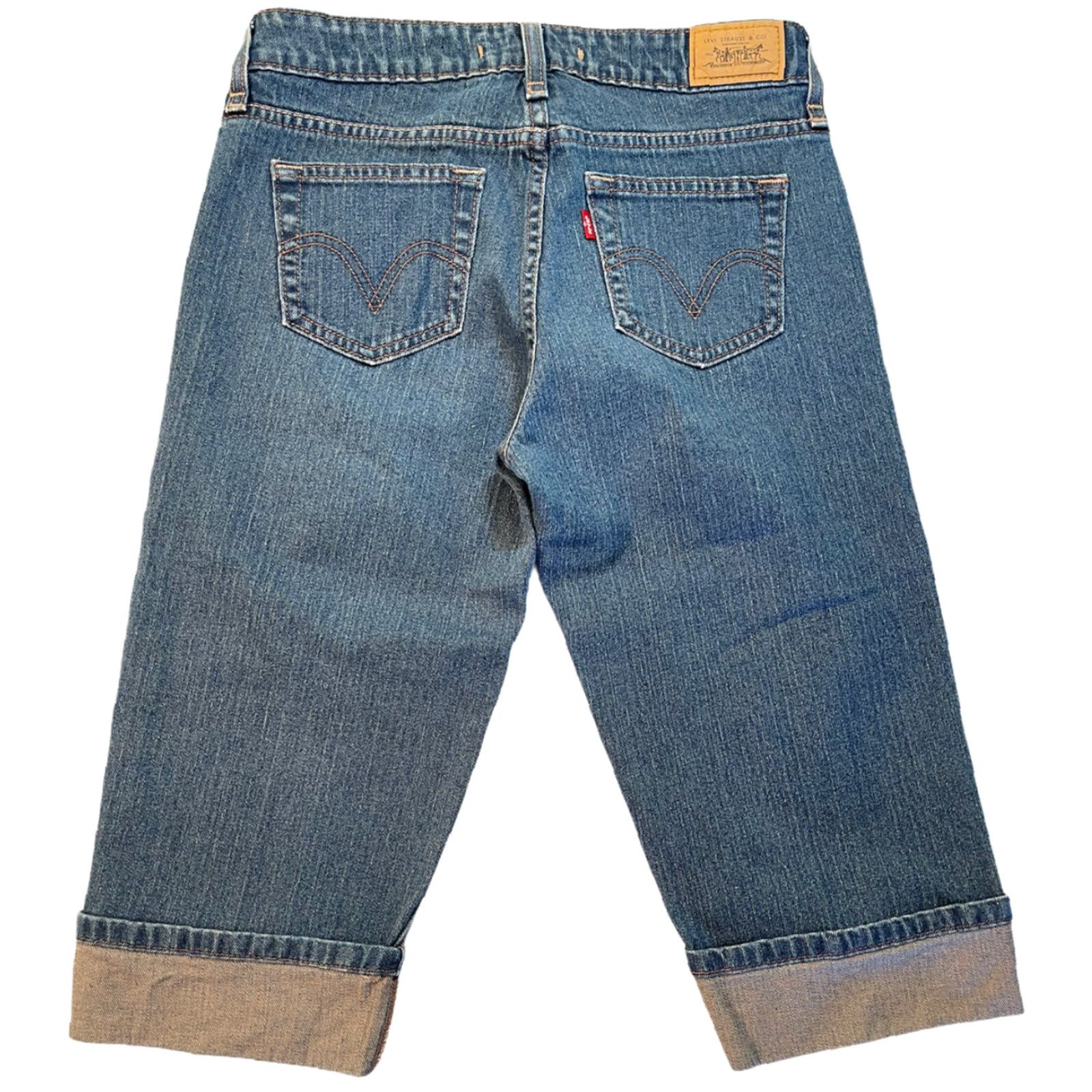Levi's Levi's Capri Jeans Capris Women 8 Blue Denim Embroidered Pockets 515 Mid Rise 20in Inseam Size ONE SIZE - 3 Thumbnail