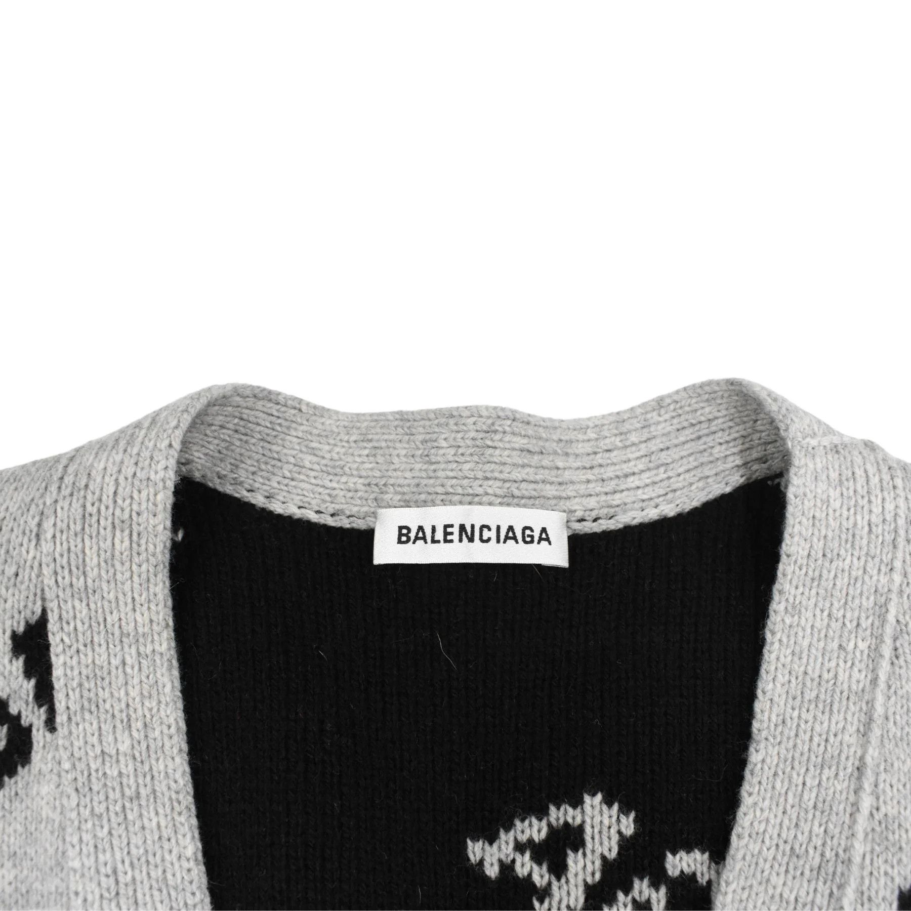 Balenciaga o1la1rc1a1124 Long Sleeve Mirror Cardigan in Grey/Black Size US L / EU 52-54 / 3 - 3 Thumbnail