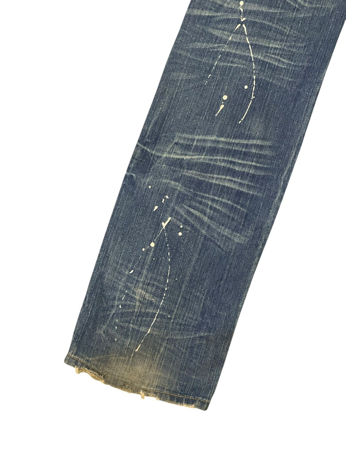 Japanese Brand Slim Jeans Root Three Faded Distress Painter 1🟦7 Size US 31 - 10 Thumbnail