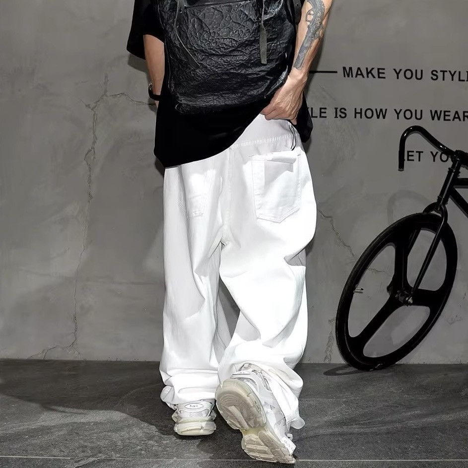 Designer × Vintage Streetwear Baggy Straight Hole Distressed Jeans Size US 34 / EU 50 - 4 Thumbnail