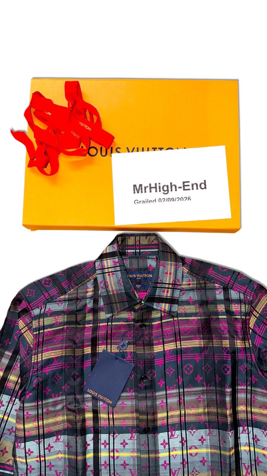 Louis Vuitton LOUIS VUITTON M Long Sleeves Silk Dress Shirt Check Plaid Size US M / EU 48-50 / 2 - 2 Thumbnail