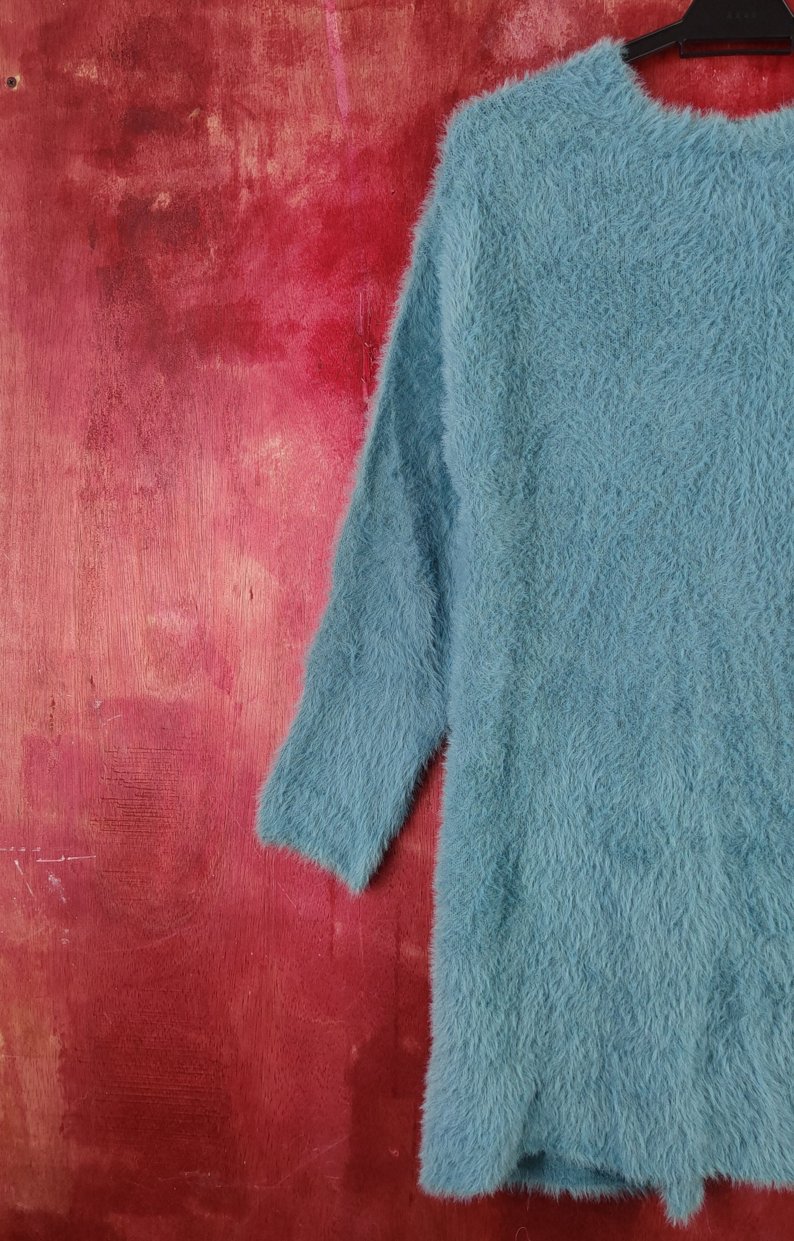 Homespun Knitwear × Japanese Brand × Vintage Dreskip Turquoise Fur Mohair Knitwear Cardigan #S2038 Size M / US 6-8 / IT 42-44 - 8 Thumbnail
