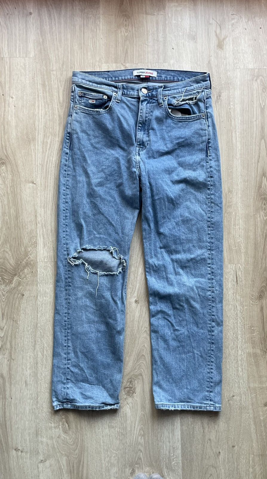 Tommy Hilfiger × Vintage Tommy Hillfiger Y2K Crazy Denim Workwear Carpenter Size US 30 / EU 46 - 6 Thumbnail
