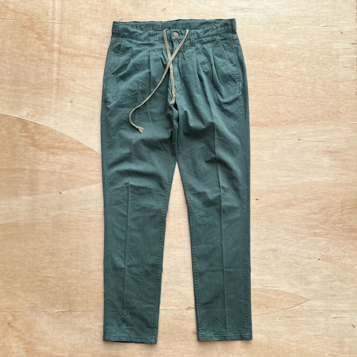 Issey Miyake FRAPBOIS VINTAGE GREEN CHINOS CASUAL STRETCH LONG PANTS Size US 31 - 1 Thumbnail