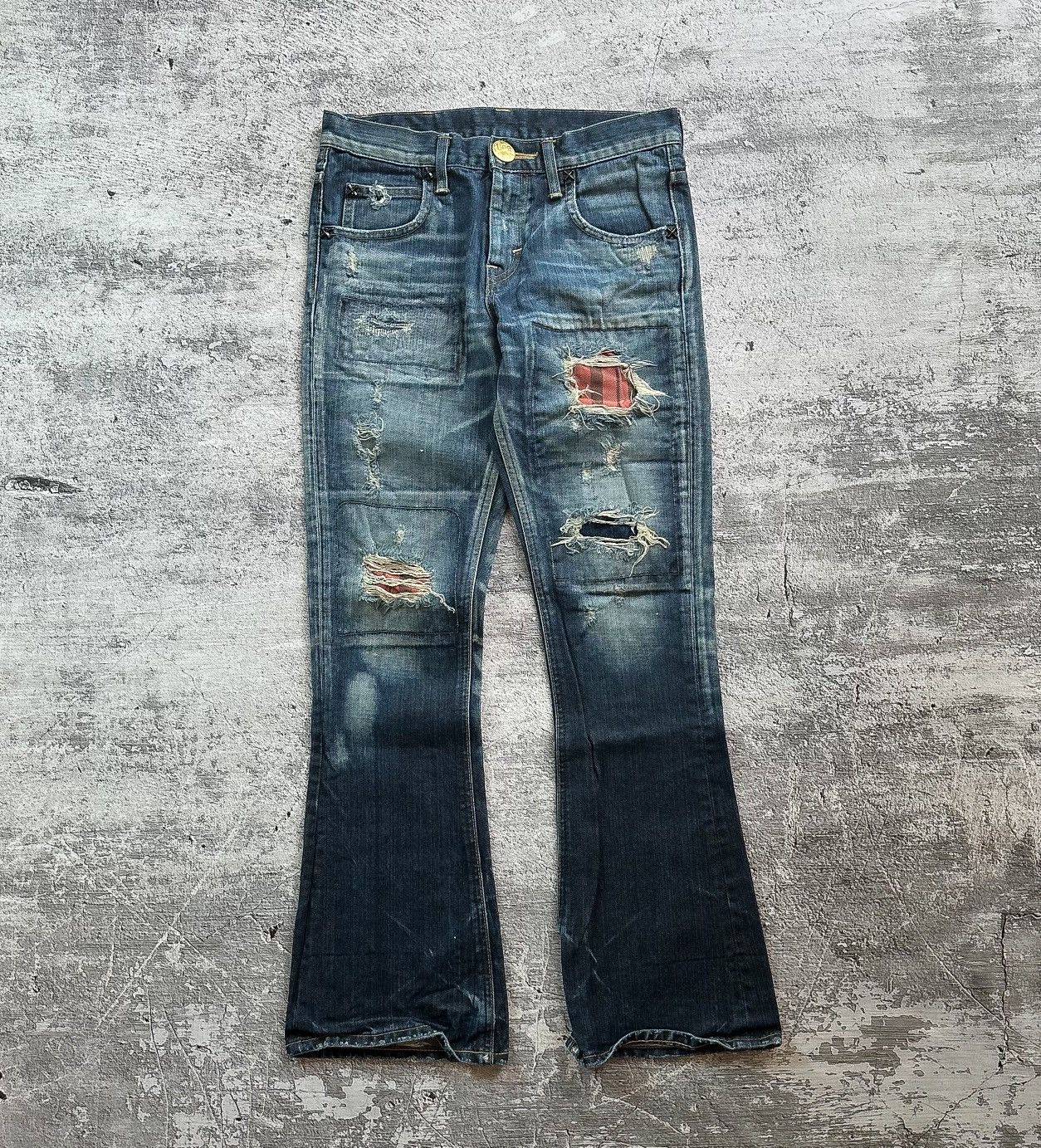 Lee Vintage Lee Distressed Repair Flared Denim Size US 30 / EU 46 - 1 Thumbnail